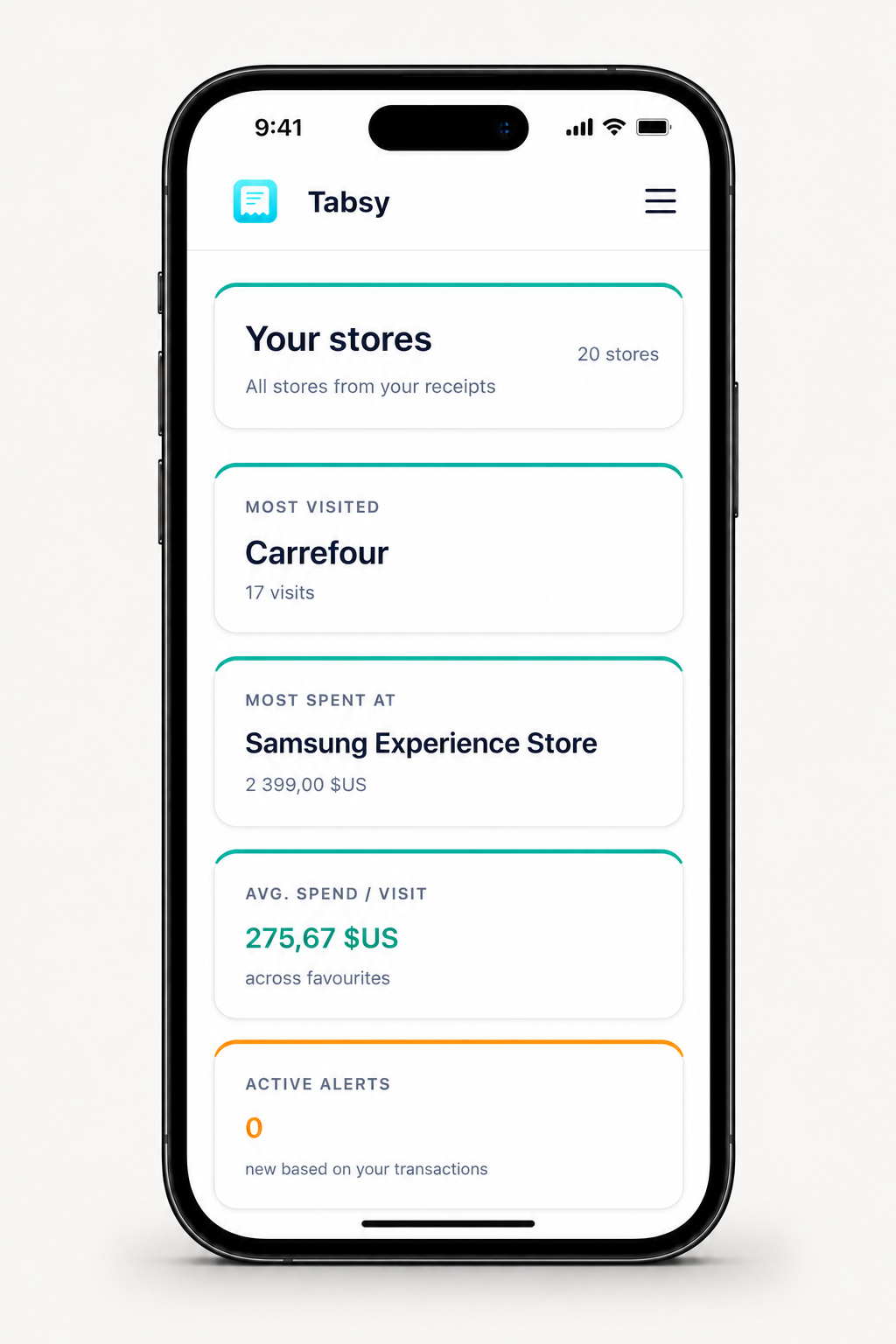 Tabsy stores screen